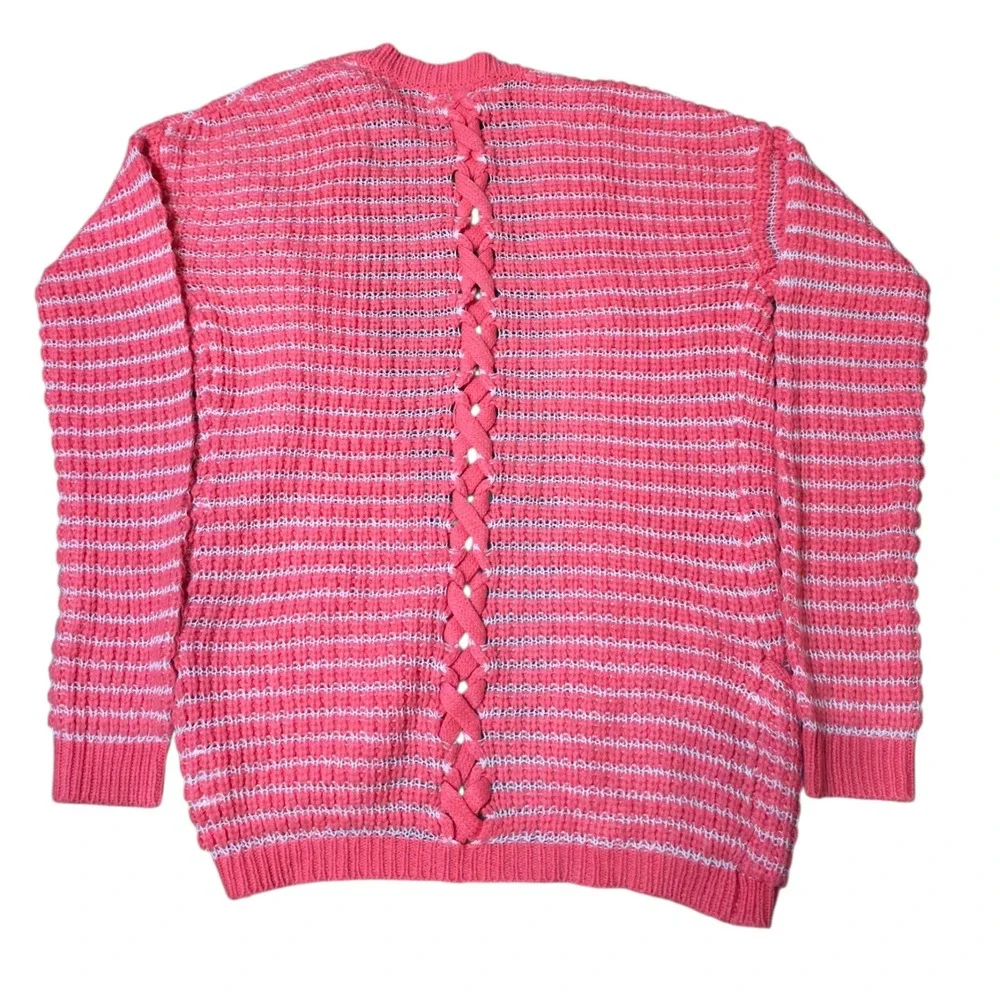 Pink Republic Girls Coral Knit Open Front Cardigan Sweater Kids Size S 7/8‎